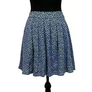 Old Navy Womens SM Blue White Floral Lined Mini Skirt Cotton Elastic Waist